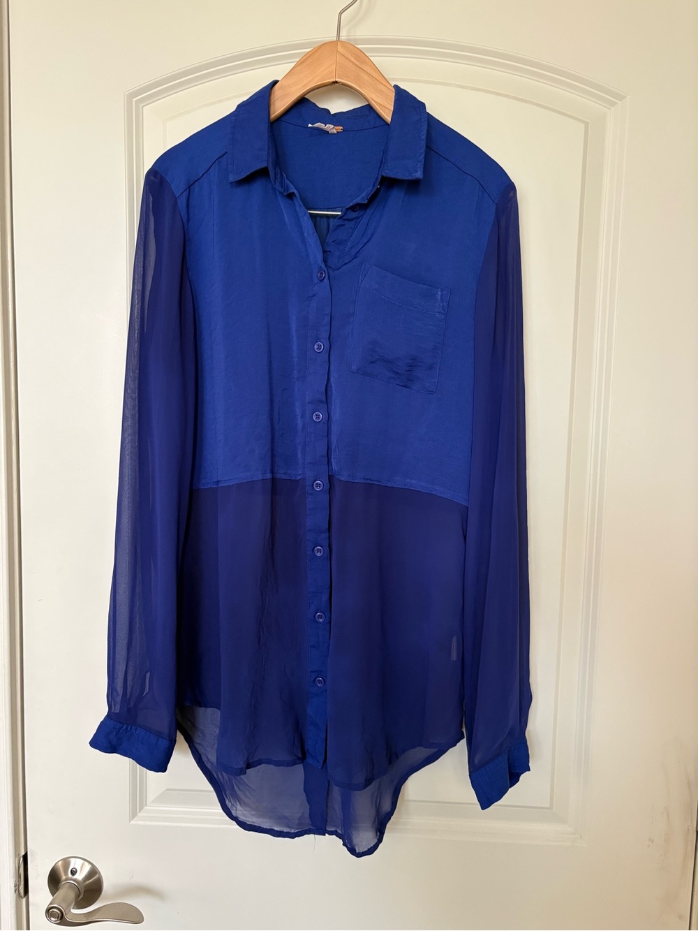 Free People Ultramarine Sheer Button-Down Shirt size S